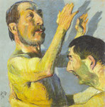 Johannes Grützke: *Denkmal*, 1998, Pastell/Papier, 100 x 100 cm