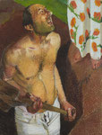 Johannes Grützke: *Begegnung beim Graben*, 1983, Pastell/Papier, 131 x 108 cm