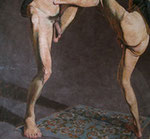 Johannes Grützke: *Die schwarzen Unterröcke*, 1974, Pastell/Papier, 155 x 175 cm