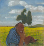 Johannes Grützke: *Hommage an H. Thoma, 1973, Pastell/Papier