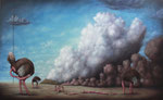 Bruno Pontiroli: *La politique de l'autruche*, 2012, Öl/Leinwand, 89 x 146 cm