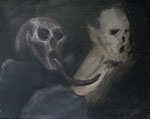 Jürgen Kramer: *Gier*, 1990, Öl/Leinwand, 50 x 60 cm
