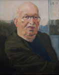 Johannes Grützke: *Porträt Werner Hofmann*, 2008, Öl/Leinwand, 100 x 80 cm