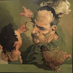 Johannes Grützke: *Verschiedene Dinge zeigen*, 26.03.2010, Öl/Leinwand, 100 x 100 cm