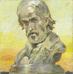 Johannes Grützke: *Georg Herwegh, Büste*, 1998, Pastell/Papier, 100 x 100 cm