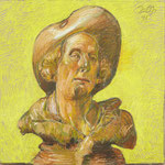 Johannes Grützke: *Emma Herwegh, Büste*, 1998, Pastell/Papier, 100 x 100 cm