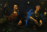 Andreas Leißner: *Warten I*, 2013, Öl/Nessel auf MDF-Platte, 103 x 153 cm
