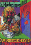 Johannes Grützke: Plakat zu Richard Wagners "Die Meistersinger von Nürnberg" anlässlich der Eröffnung des Aalto-Theaters in Essen am 25. September 1988