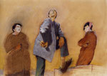 Johannes Grützke: *Bruder, wo willst du hin?*, 1967, Pastell/Papier, 52 x 74 cm
