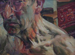 Johannes Grützke: *Selbst, skeptisch*, 21.5.2004, Öl/Leinwand, 30 x 40 cm
