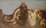 Johannes Grützke: *Der Besuch*, 1966, Öl/Leinwand, 21 x 33 cm