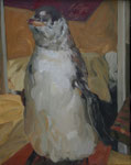 Johannes Grützke: *Pinguin*, 27.2.2009, Öl/Leinwand, 50 x 40 cm
