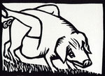 Roland Topor: *Porc épique* (Episches Schwein), 1986, Linolschnitt, 28 x 38 cm