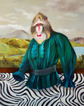 Heike Feddern: *Das letzte Hemd - Mandrill*, 2021, Öl/Leinwand, 100 x 80 cm