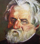 Johannes Grützke: *Turgenjew*,  14.7.2005, Pastell/Papier, 100 x 75 cm