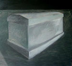 Jürgen Kramer: *Sarkophag*, 1987, Öl/Leinwand, 149 x 150 cm