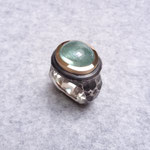 Silberring mit Aquamarin und 750er Gelbgoldfassung