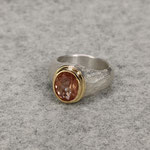 Silberring, 750er Gelbgoldfassung, Andensin
