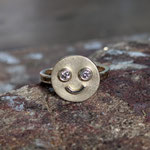 750er Gelbgoldring mit Champagnerbrillanten, 1825 Eur