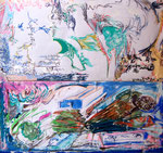 Steph Hardy: o.T.,2013, Mischtechnik auf Papier, 23 x 23 cm
