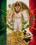 Commission: “Caballero Águila/Eagle Warrior” ©2017,  Acrylic on Canvas, Dimensions 60" w x 48" h, Harvard University Divinity School Collection