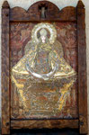 Madonna Retablo ©2010, Acrylic on Wood, Dimensions 16 3/4" w x 23 1/2" h Framed by: Matt ©2015, Frame Dimensions 20" w x 30" h