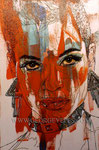 "Sin City 2: A Dame to Kill For", Portrait of Rosario Dawson © 2013, Acrylic on Canvas, Private Commission