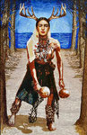Frida Kahlo "Wounded Deer" ©2023,  Acrylic onCanvas, Dimensions 44" w x 65" h, Private Collection