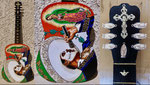 “Las Botas de Charro”  Tribute to Vicente Fernandez ©2022,  Metal &  Acrylic on Wood, Dimensions 26" w x 10" h, Private Commission