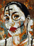 "Lady of the Butterflies in Transition" ©2016,  Acrylic on Canvas, Dimensions 24" w x 18" h, Private Collection