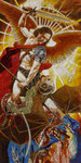 Commission: "WAR IN HEAVEN" - Revelation 12:7-10 ©2019,  Acrylic on Canvas, Dimensions 48" w x 96" h, Private Commission