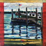 Sandwich Pier, 2002. 15.75 x 16.25 in. Oil paint on birch. #02PA023L