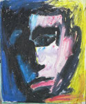 Auto Portrait, 1985. 14 x 17 in. Water caran d'ache on paper. #85D013P