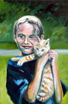 Austin and Tiger, 2010. 24 x 36 in. Acrylic paint on canvas. #10PA097P