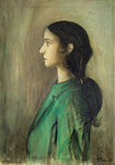 WOMAN IN GREEN - Oil on canvas - 65x46cm - 2020