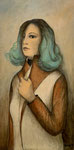 WOMAN WITH BLUE HAIR I - Oil on wood - 80x40cm - 2019