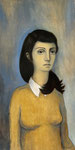 DONA EN GROC - Oli sobre fusta - 60x30cm - 2021 (Col·lecció privada a Florida, USA)