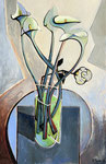 WHITE LILIES AND A ROSE 2 - Oil on canvas - 92x60cm - 2025