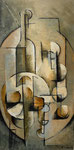 FRUITER I BOTELLA - Oli sobre fusta - 60x30cm - 2022