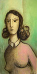 DONA EN ROSA - Oli sobre fusta - 60x30cm - 2020 (Col·lecció privada a Florida, USA)
