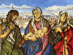 MATERNITAT AMB SANTS - Oli sobre llenç - 116x89cm - 2025 (Col·lecció privada a Qatar CDA)