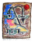 “Justitia - noch weiblich - im Vorgarten” / Werkverzeichnis 1.212. Datiert 28.12.96. Kohle und Aquarell auf Papier. Größe b 30,0 cm * h 40,0 cm.