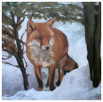"Fuchs im Schnee"  40 x 40 cm