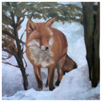 "Fuchs im Schnee"  40 x 40 cm