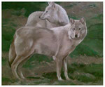 "Wölfe"  teilweise gespachtelt  50 x 60 cm