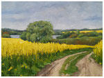 "Raps am Mündesee" gespachtelt  30 x 40 cm (verkauft)