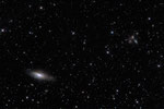 >> 50 Mio. Lichtjahre Galaxiegruppen  NGC7331 und >> 300 Mio. Lj. Arp 317 "Stephans Quintett" (rechts oben).