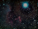 >> 600 Lichtjahre - Nebel IC63  "Geist von Kassiopeia" beim Stern Gamma Kassiopeiae  (Oberflächenrotation: 1,7 Mio km/h !)
