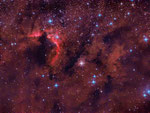 >> 2'400 Lichtjahre  -  Sharpless 2-155  "Cave Nebula"; die Dunkelwolke links soll einem Höhlenportal gleichen.