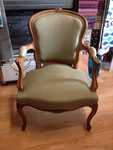Fauteuil Cabriolet Louis XV : Réfection complète, tissu Luciano Marcato Cuba Libre